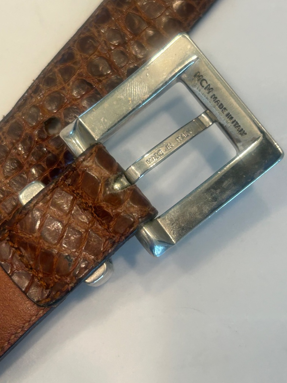 MCM Genuine Crocodile Leather Belt Vintage Luxury Exotic Skin
